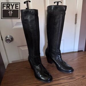 Frye Rory Scrunch Black Leather Boots 9